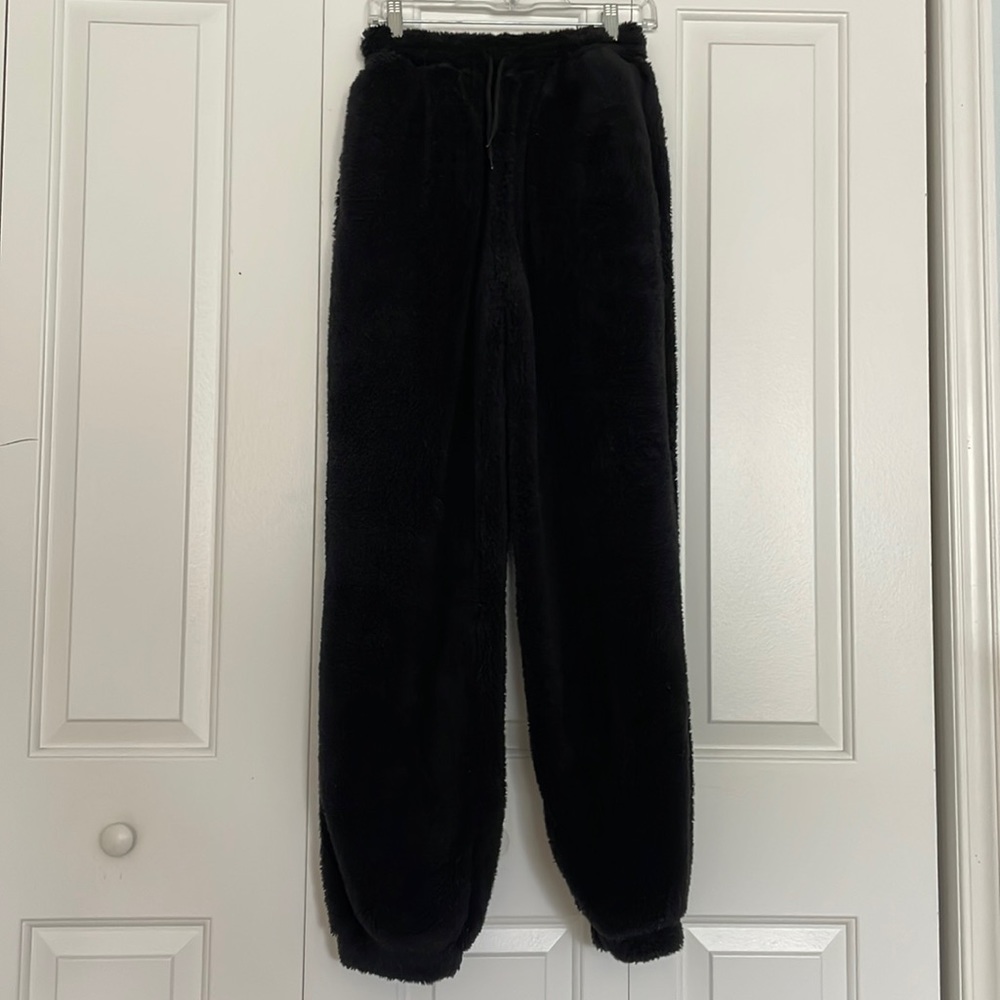 Boohoo Black Sherpa Pants